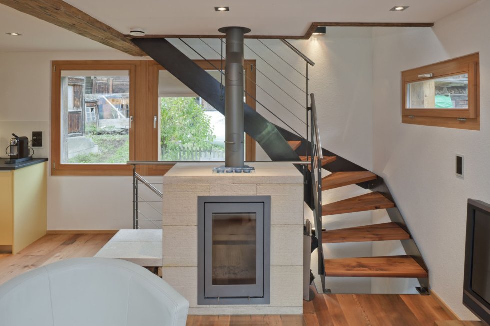 Umbau Stall bzw. Wohnhaus im Goms - Kachelofen